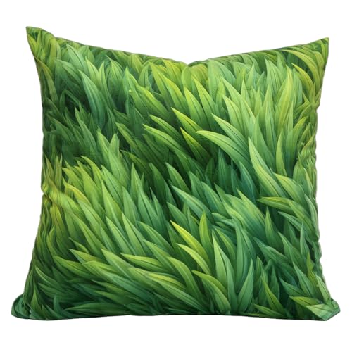 Green Grass Velvet Pillow Cover 18x18 - Soft Botanical Decor