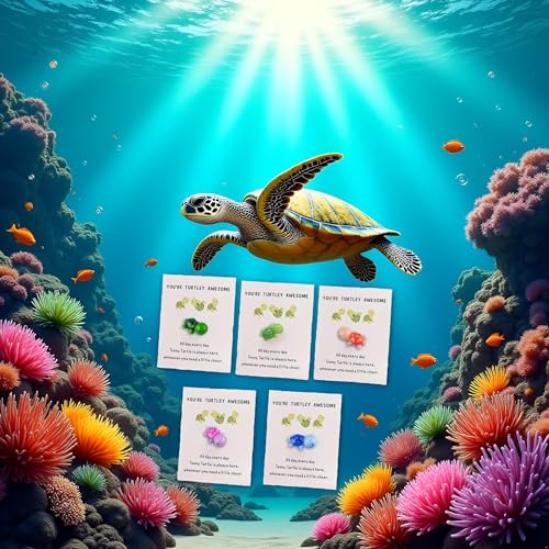 Mini Sea Turtle Figurines with Greeting Cards - You're Turtley Awesome