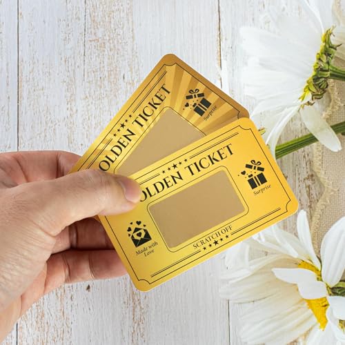 120PCS Golden Ticket Scratch Off Cards - DIY Custom Gift Coupons