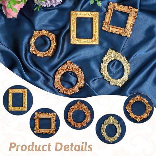 10Pcs Mini Gold Picture Frames Vintage Baroque Resin Small Frames for Crafts