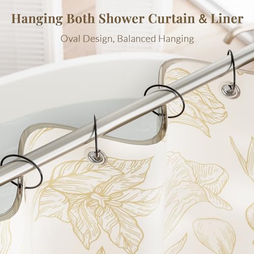 Bathway Black Shower Curtain Rings - Rust-Proof Metal Anti-Drop Hooks