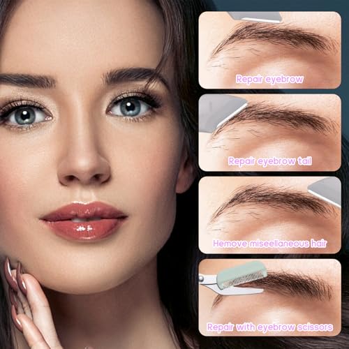 Eyebrow Scissors with Comb and Razor Set - 3 Pack Stainless Steel