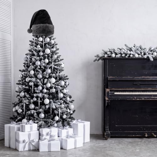 Gothic Black Santa Hat Tree Topper 26 x 15 Inch Christmas Decor - Versatile Holiday Ornament