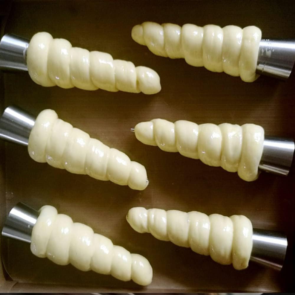 Skiennix Baking Cones - 6-Pack Stainless Steel Spiral Croissant Tubes | 5.5 Inch Pastry Molds