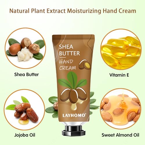 DBEAUTYM 10 Pack Travel Size Hand Cream Gift Set - Shea Butter Moisturizing Lotion for Dry Hands
