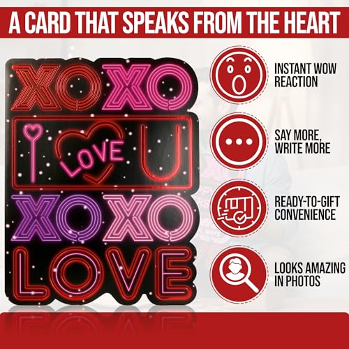 Jumbo Valentine's Day Greeting Card - Neon Love 11x14