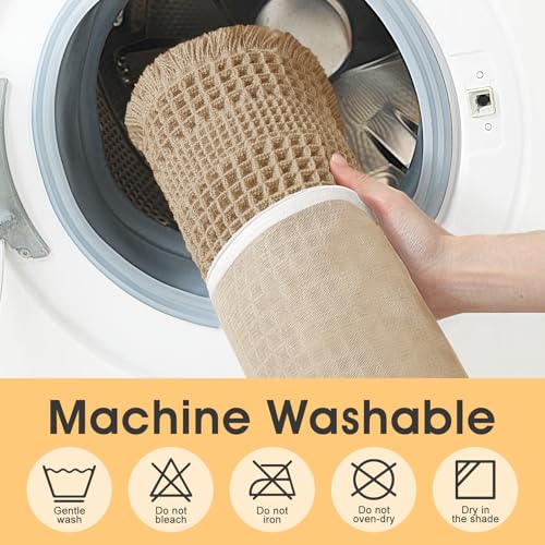 Waffle Bath Mat Beige 32"x20" - Soft Non-Slip Boho Rug