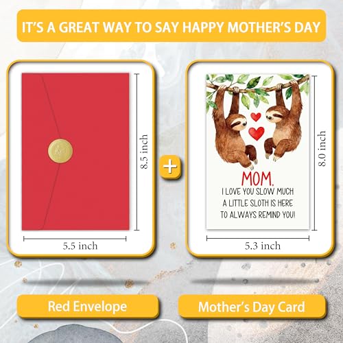 Funny Sloth Mother's Day Card - I Love You Slow Much
