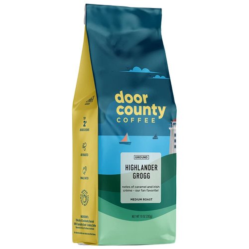 Door County Coffee Highlander Grogg Ground Coffee - 10 oz Bag - Medium Roast - 100% Specialty Arabica