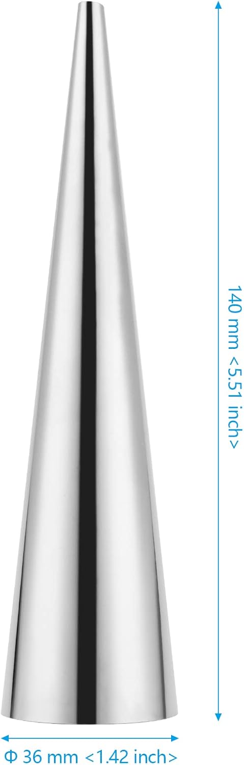 Skiennix Cream Horn Forms - 40 PCS Stainless Steel Cannoli Tubes with Cleaning Brush | 1.4 x 5.5 Inch Silver