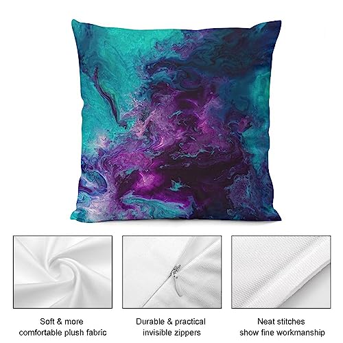 Galaxy Velvet Throw Pillow Cover - Purple Teal 12x12 Cozy Cushion