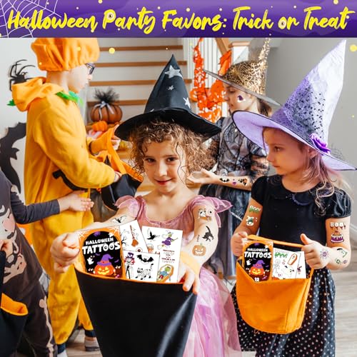 Leesgel 12 Sheets Luminous Halloween Temporary Tattoos for Kids