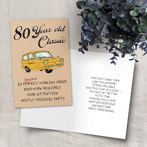 Funny 80th Birthday Card for Men and Women - Vintage Joke Card