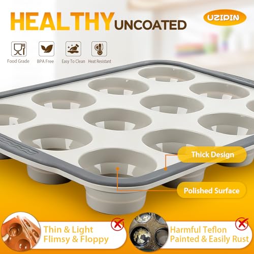 Non-Stick Silicone Muffin Pan - 12-Cup BPA-Free Baking Tray