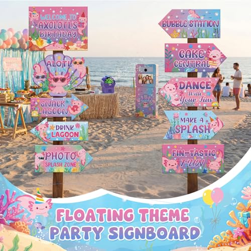 Axolotl Birthday Party Decorations - 20 Piece Sign Set