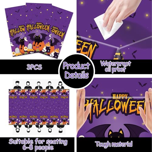 CAVETEE Halloween Tablecloth Set - 3 Pack with Pumpkin & Ghost Design