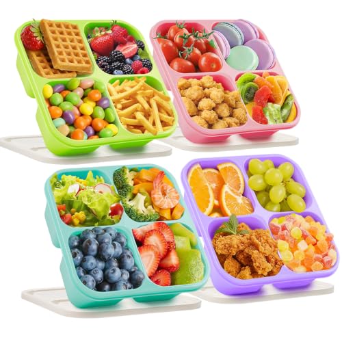 YANLIFY 4-Pack Snack Bento Box - Stackable Divided Food Containers (4 Colors)