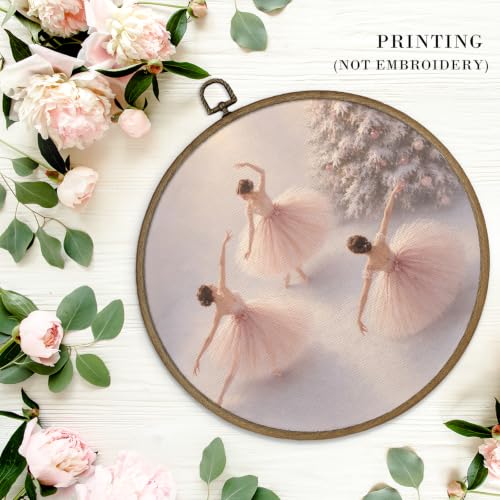 Christmas Snowy Scene Ballerina Wall Art - Framed Canvas Decor 10x10 Inches