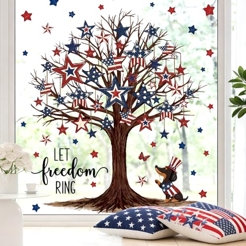Reusable 4th of July Window Clings - Patriotic Tree Stickers