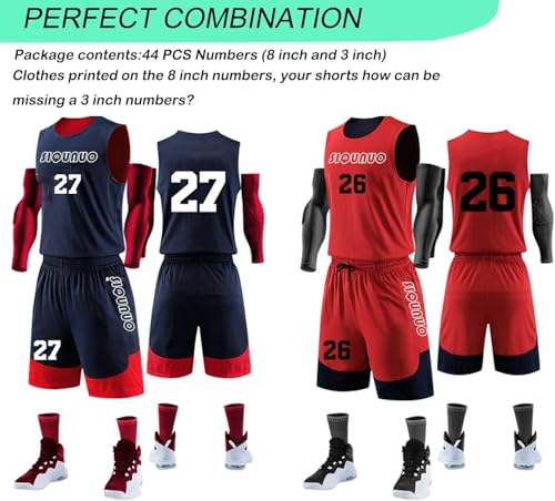 22 Pcs Iron on Jersey Numbers 8 Inch Heat Transfer Numbers for Sports T-Shirts