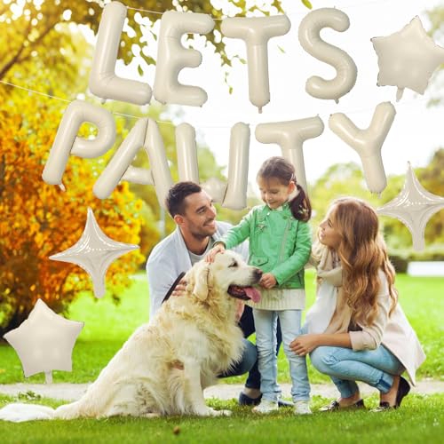 Beige Let's Pawty Balloons Banner - 16 Inch Dog Birthday Decor