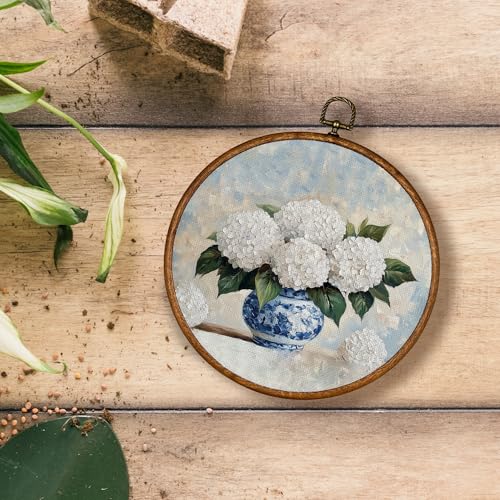 KSDUT Blue and White Chinoiserie Vase Wall Art - 10x10 Framed Decor