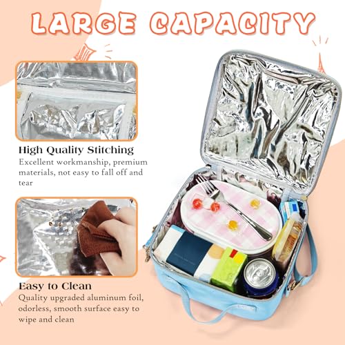 Cute Insulated Lunch Bag for Kids and Teens - Waterproof Nylon, Adjustable Strap