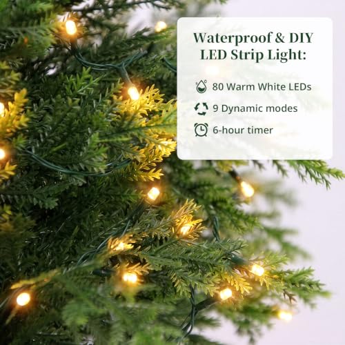 3FT Cedar Topiary Artificial Plants with Detachable 80 LED Lights - 2 Pack