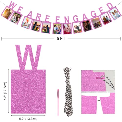Engagement Photo Banner with Pink Glitter Letters – Easy Setup