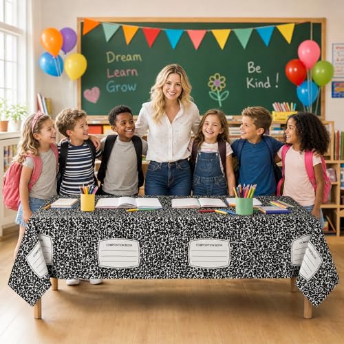 ORNALES Back to School Disposable Tablecloths - Composition Notebook Theme