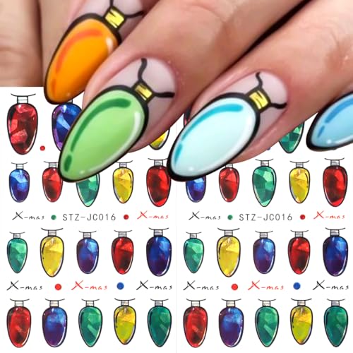 SUTOZMIWE 3D Christmas Nail Art Stickers, Holiday Decals 8-Sheet Set