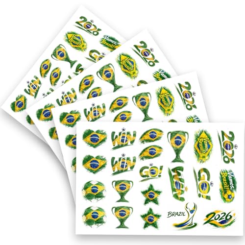 Brazil Flag Temporary Tattoo Set Waterproof Body Art 4 Sheets