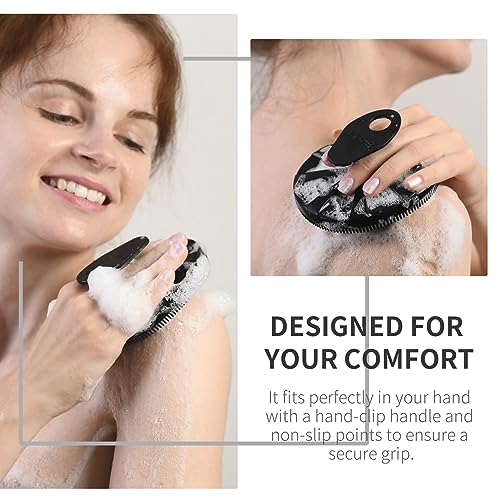 BEAUTAIL Silicone Body Scrubber & Gentle Exfoliating Shower Brush - Black