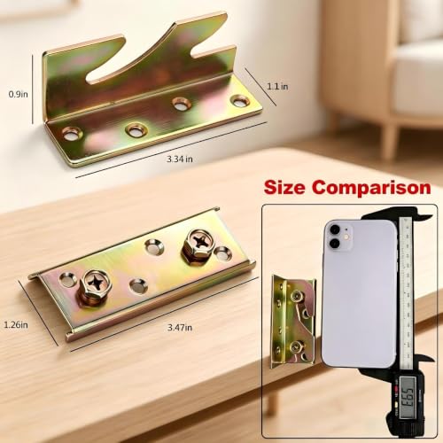Heavy Duty Bed Rail Brackets Set - 4 Brackets with Screws