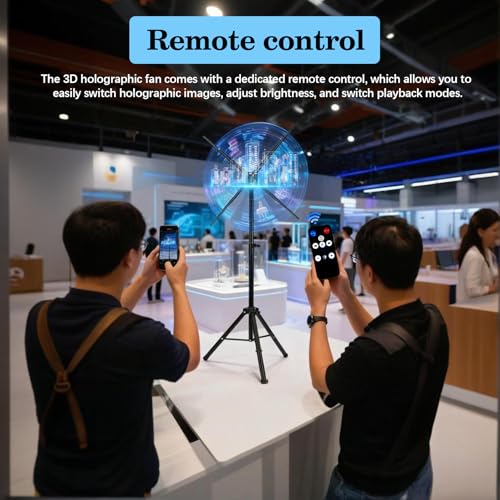 25.6 Inch 3D Holographic Fan Display with WiFi App & Remote - Transparent 65cm