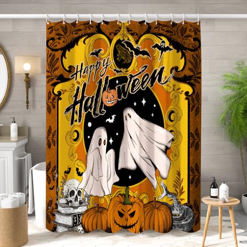 Gothic Halloween Shower Curtain - Waterproof Fabric, 72x72 inch