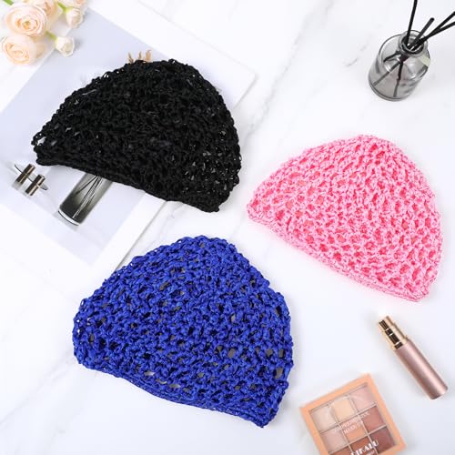 YUXIANLB 3 Pcs Mesh Hair Net Caps Elastic Crochet Snoods for Sleeping