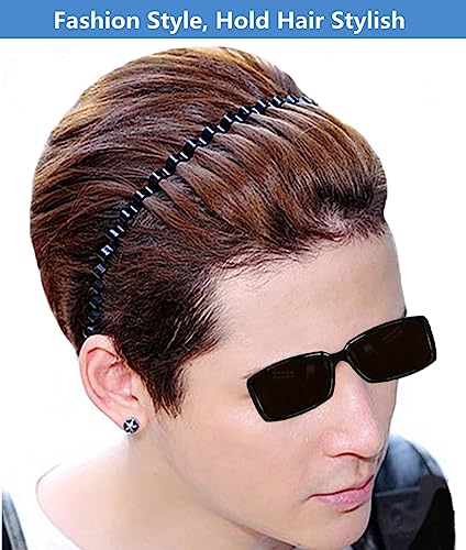 Metal Hair Band Non-Slip Wavy Headband for Men and Women Black