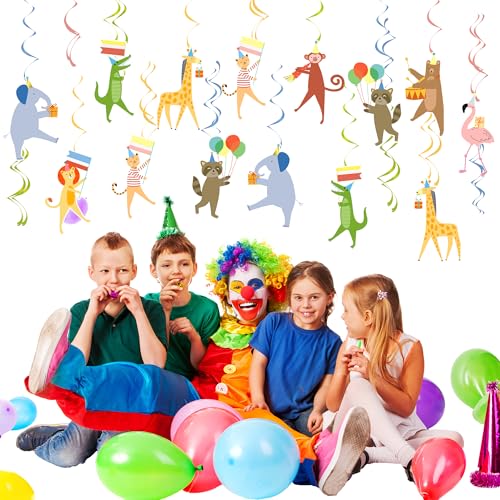 60Pcs Animal Parade Hanging Swirls - Safari Themed Birthday Party Decor