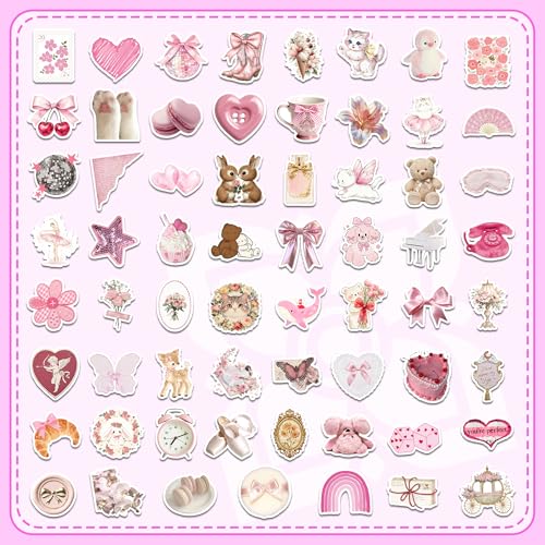 120 PCS Coquette Stickers - Aesthetic Pink Stickers for DIY Decor