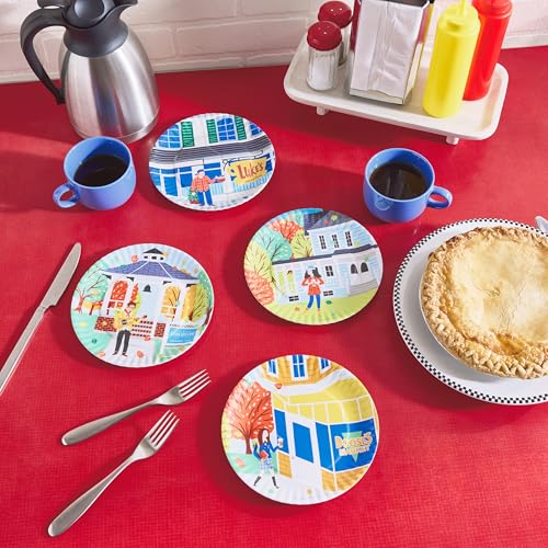 Hallmark Gilmore Girls Appetizer Plates, Set of 4 (Luke's Diner, Doose's Market, Stars Hollow) Mom Gift for Mothers Day