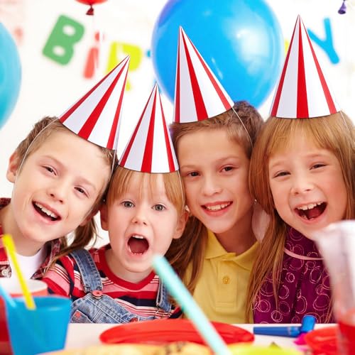 24 Pcs Kids Birthday Party Cone Hats with Elastic String