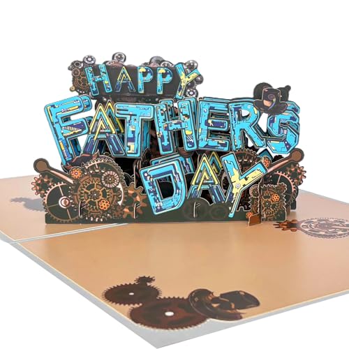 JUESMOS 3D Pop Up Father's Day Card for Dad, Mech Machine Greeting Card