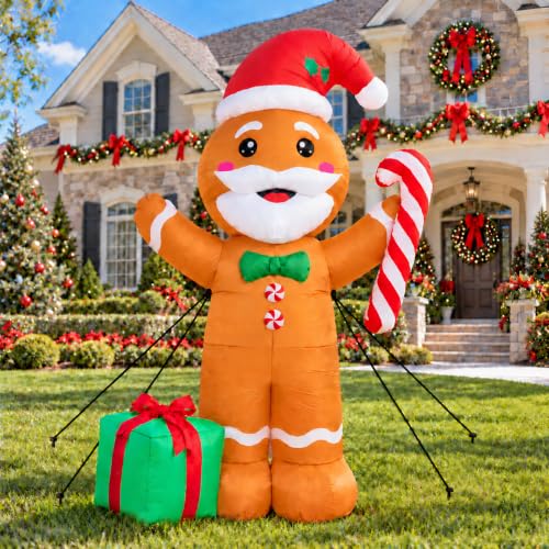 7FT Christmas Inflatable Gingerbread Man with LED Lights Yard Decor