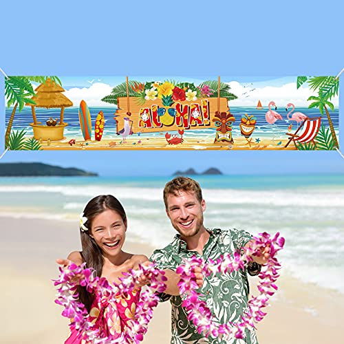 Aloha Luau Party Banner - Tropical Hawaiian Decor for Summer
