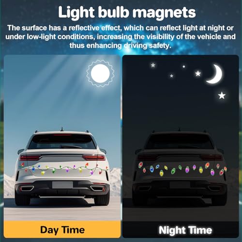 Reflective Magnetic Christmas Car Lights Set - 42 Bulbs, 48 Wires, Holiday Decor