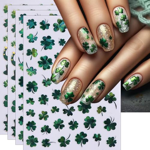 St. Patrick's Day Self-Adhesive Nail Art Stickers Shamrock 4-Pack
