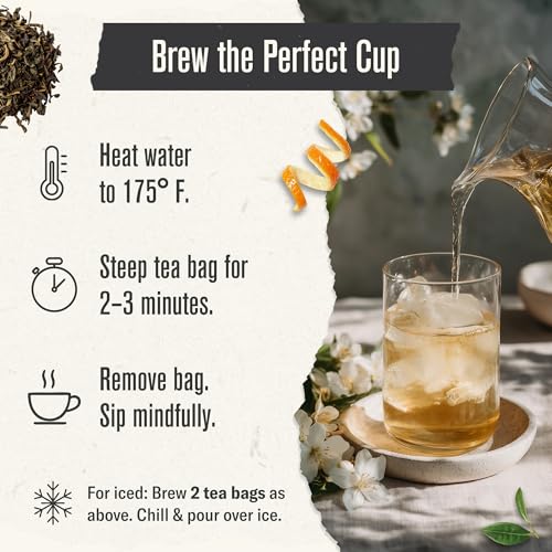 Numi Organic Jasmine Green Tea - 54 Bags with Real Jasmine Flowers