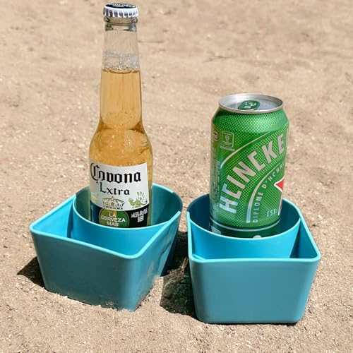YISARSH Beach Cup Holder Set - Large Capacity, Blue, Pack of 2