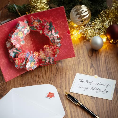 Handcrafted 3D Pop-Up Christmas Wreath Greeting Card
